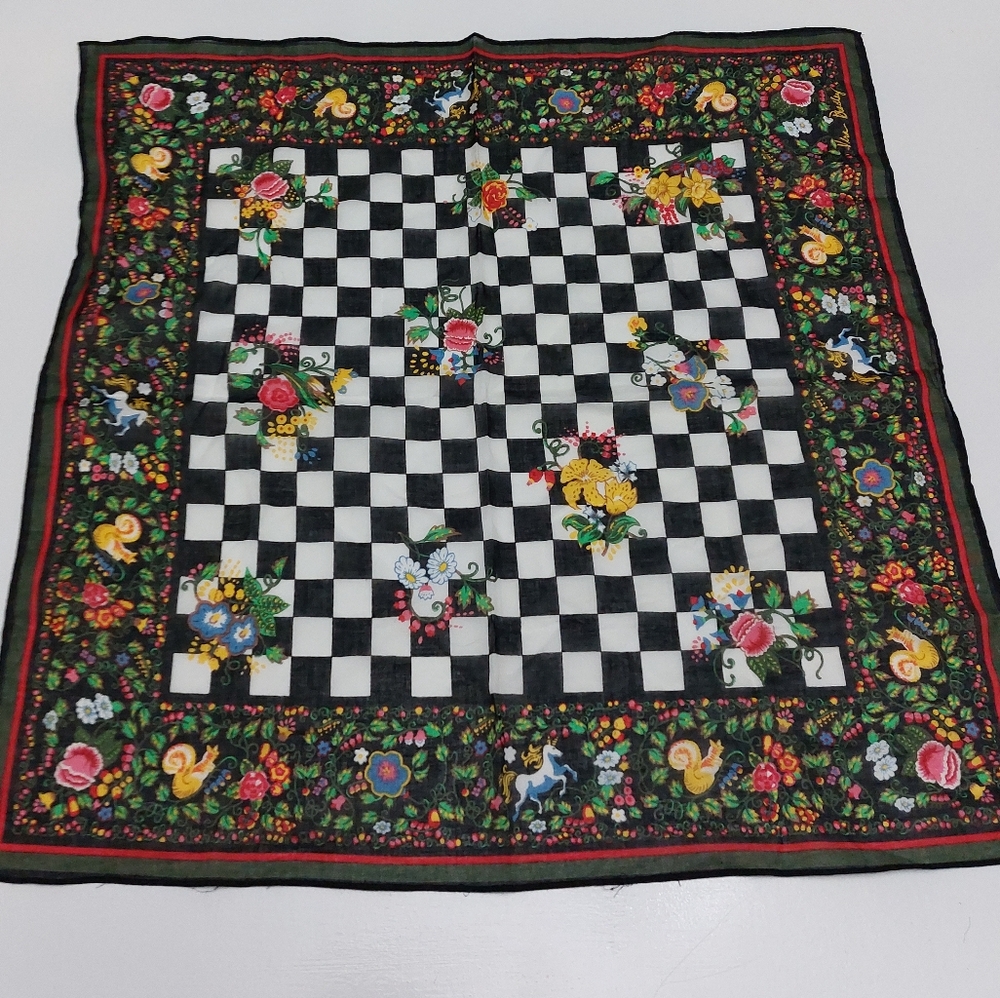 Vera Brafley Vintage Tavern On The Green Square Cotton Scarf NWOT